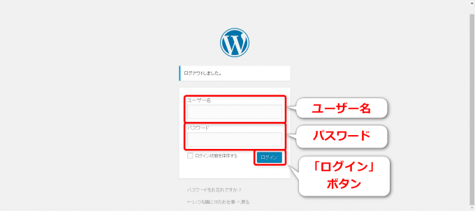 WordPressログイン画面