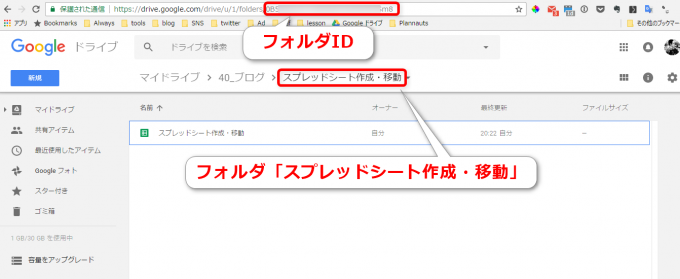 GoogleドライブのフォルダID