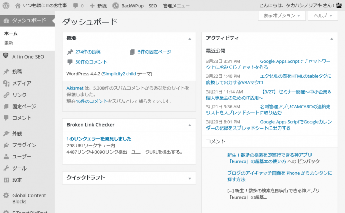 WordPress管理画面にログインした