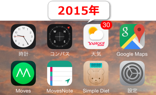 2015年iPhone6のホーム1,2列目