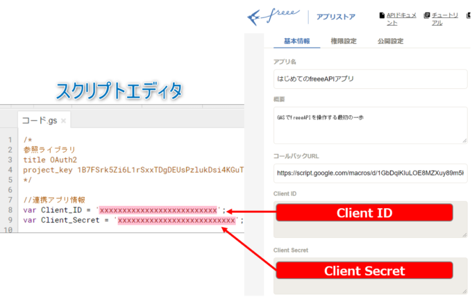 IDとSecretの設定