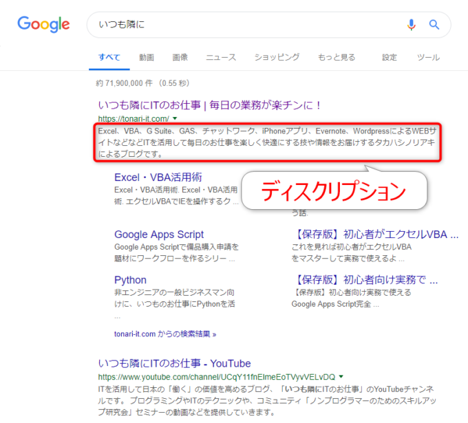 Google検索結果のディスクリプション