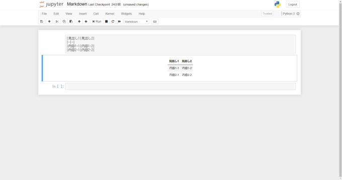 Jupyter NotebookでMarkdownの表