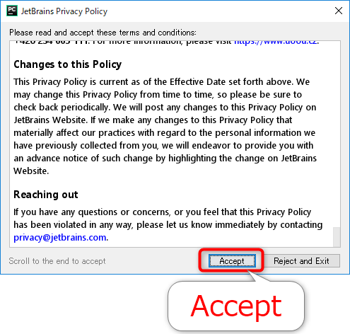 PyCharmのプライバシーポリシー