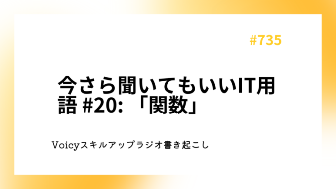 #735 今さら聞いてもいいIT用語 #20: 「関数」