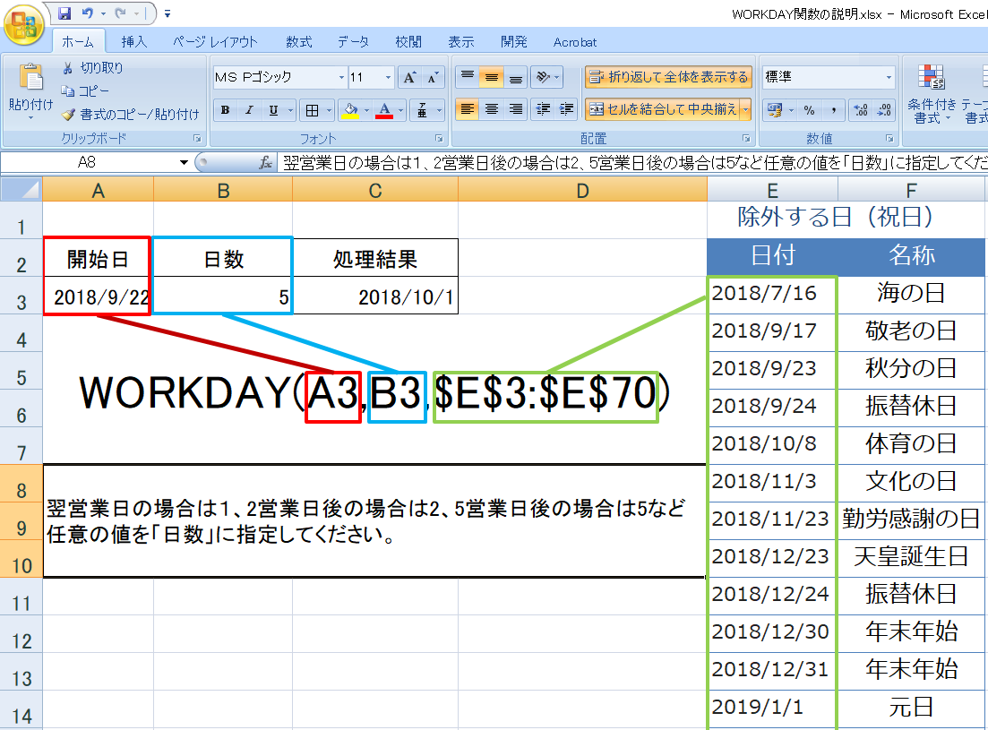 エクセルで営業日判定を実現するworkday関数の使い方